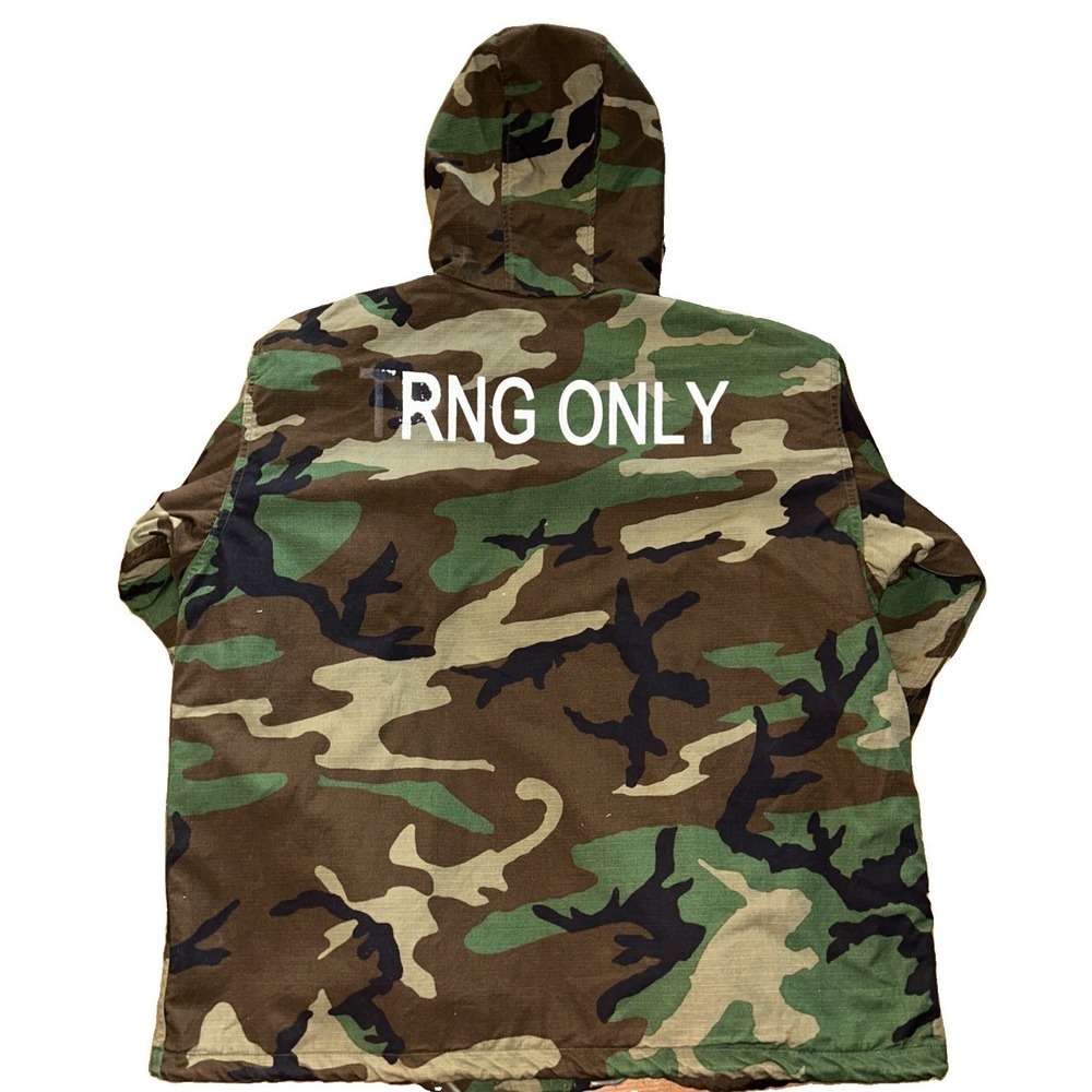 GI Class 1 Chemical Protective Hooded Jacket Mens Medium Woodland Camo Trng Only